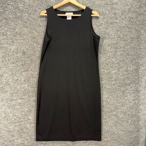 Victor Costa Dress Women S Small Black Shift Midi Sleeveless Round Neck Casual